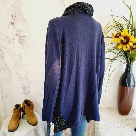 New! Style & Co pullover navy blue sweater with infinity scarf - Picture 3 of 7